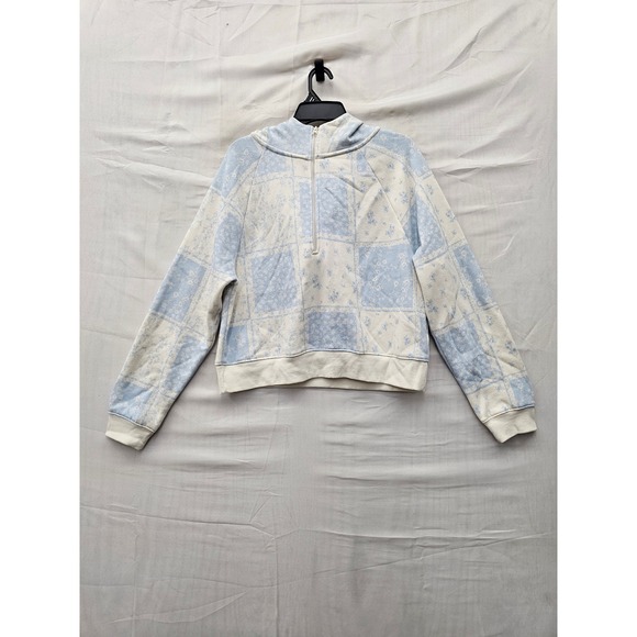 wild fable Tops - Wild Fable Womens Floral Quarter Zip Hoodie Blue Cotton Blend Size Medium